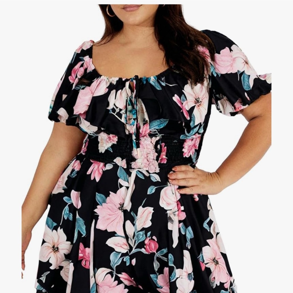 Floral Black and Pink Dress